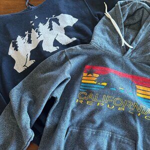2 Blue Bear Hoodie Bundle Size Small California Republic & Ocean Beach